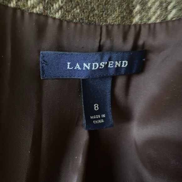 Lands’ End Wool Blazer Vtg Brown Plaid 3-Button Lined Academia Jacket Sz 8 - Picture 10 of 14